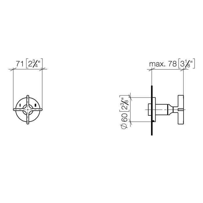 Dornbracht VAIA UP-Dreiwege-Umstellung mit Kreuzgriff