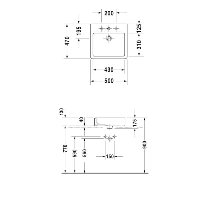 Duravit Vero Aufsatzbecken 50 cm mit 1 Hahnloch, geschliffen