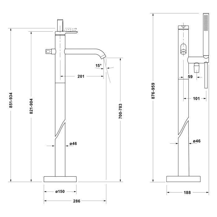 Duravit C.1 Einhebel-Wannenmischer bodenstehend