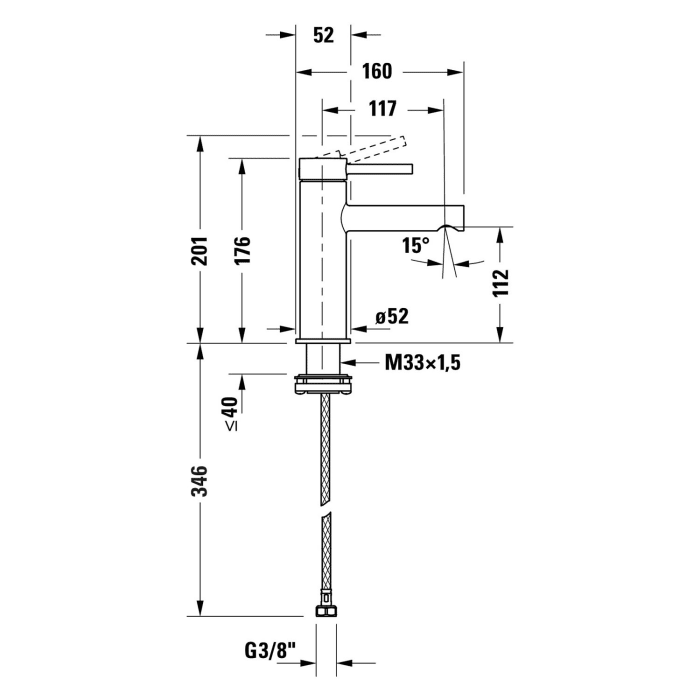 Duravit Circle Einhebel-Waschtischmischer M ohne Zugstangen-Ablaufgarnitur