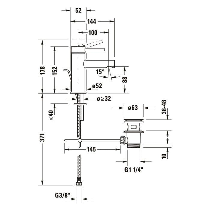 Duravit Circle Einhebel-Waschtischmischer S mit Zugstangen-Ablaufgarnitur