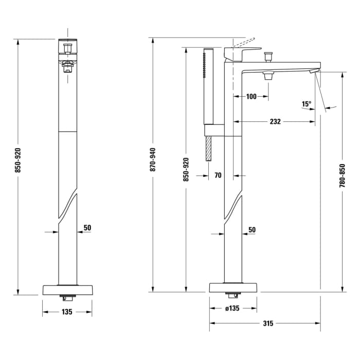 Duravit Manhattan Einhebel-Wannenmischer bodenstehend