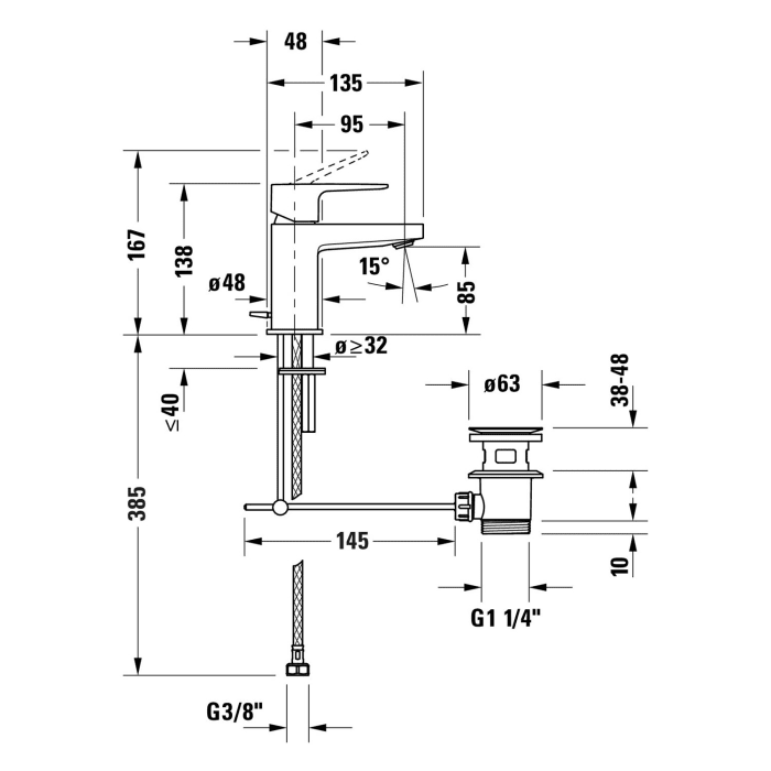 Duravit Manhattan Einhebel-Waschtischarmatur S mit Zugstangen-Ablaufgarnitur