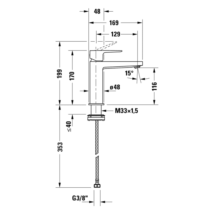 Duravit Manhattan Einhebel-Waschtischarmatur M MinusFlow ohne Ablaufgarnitur
