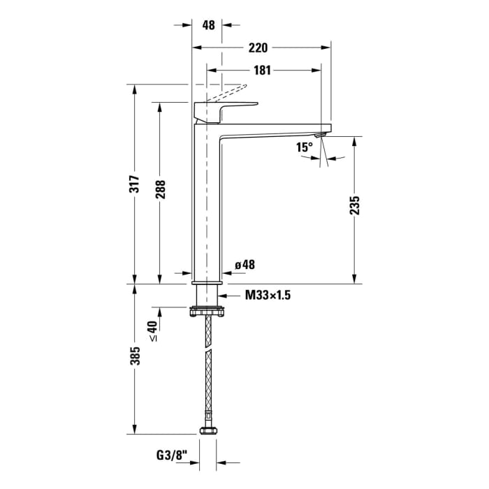 Duravit Manhattan Einhebel-Waschtischarmatur XL ohne Ablaufgarnitur