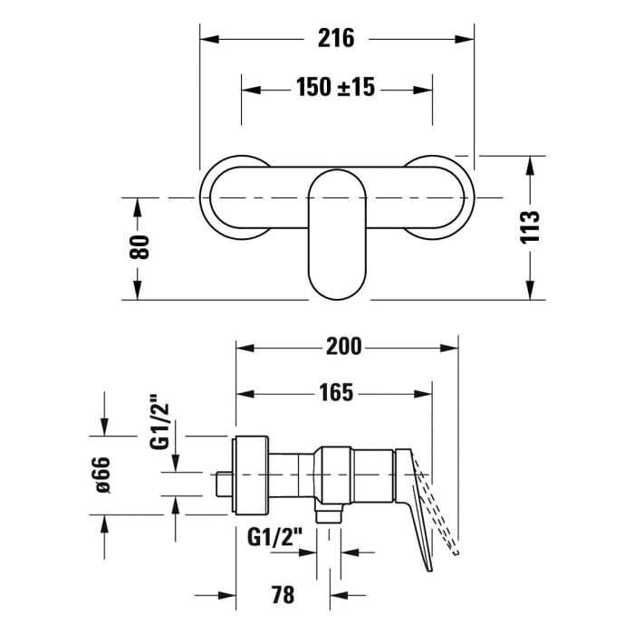Duravit Wave Einhebel-Brausemischer Aufputz