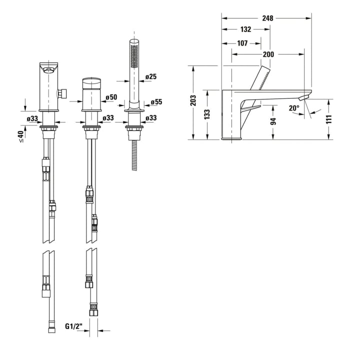 Duravit Wave 3-Loch Wannenarmatur