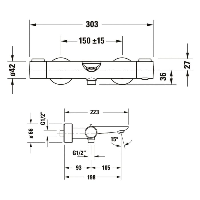 Duravit Wave Wannenthermostat Aufputz