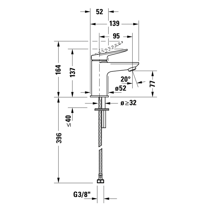 Duravit Wave Einhebel-Waschtischarmatur S ohne Ablaufgarnitur