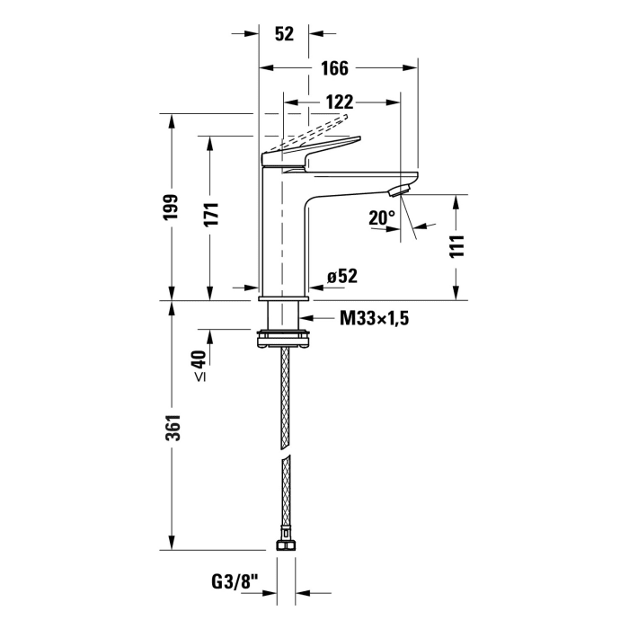 Duravit Wave Einhebel-Waschtischarmatur M ohne Ablaufgarnitur