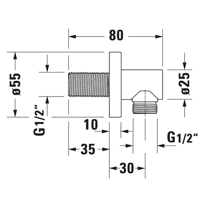 Duravit Wandanschlussbogen ohne Brausehalter mit runder Rosette