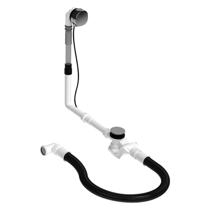 Duravit Ab- und Überlaufgarnitur Quadroval, Bowdenzug 65 cm, mit Wanneneinlauf