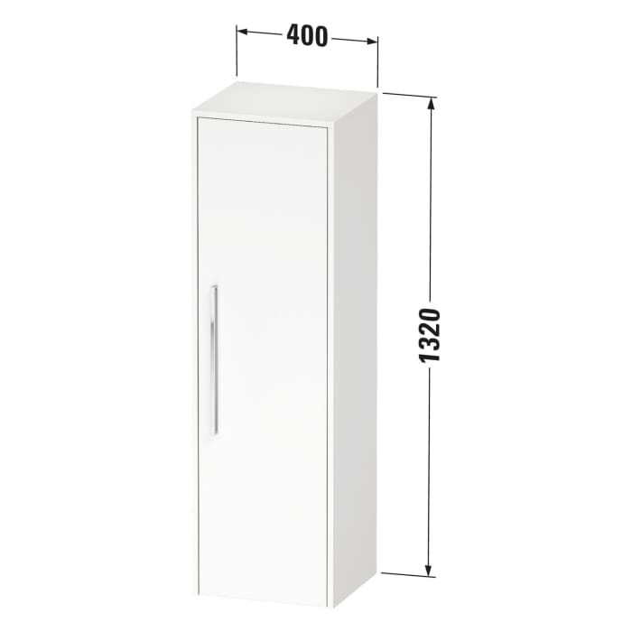 Duravit D-Code Halbhochschrank 40 x 132 cm, Türanschlag links, Griff chrom