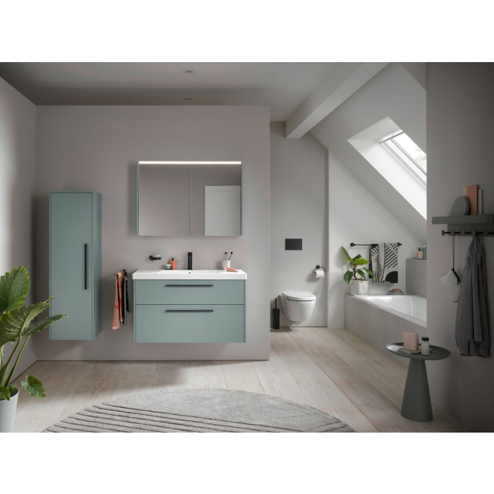 Duravit D-Code Halbhochschrank 40 x 132 cm, Türanschlag links, Griff diamantschwarz