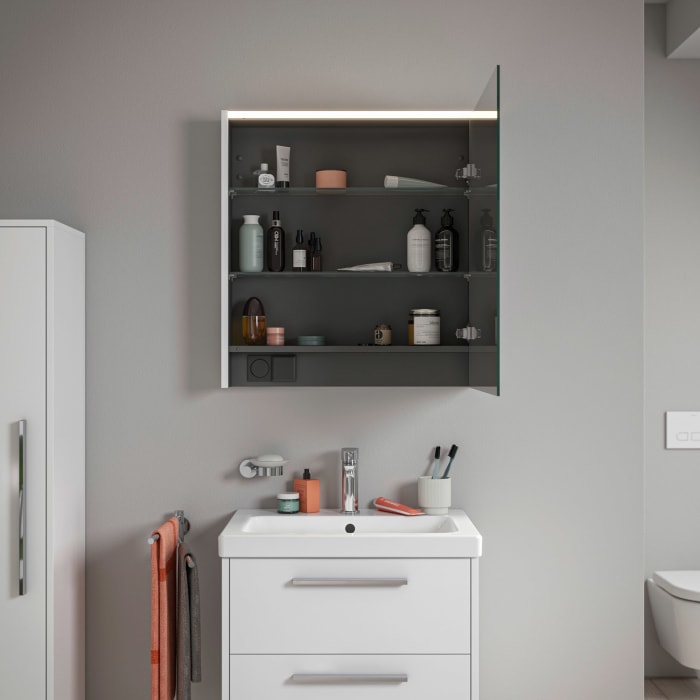 Duravit D-Code LED-Spiegelschrank 65 x 70 cm, Türanschlag rechts