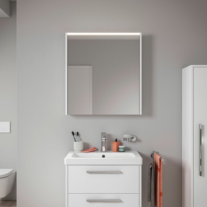 Duravit D-Code LED-Spiegelschrank 65 x 70 cm, Türanschlag rechts