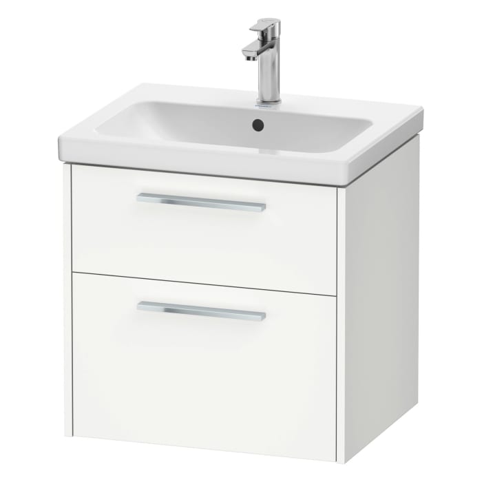 Duravit D-Code Waschtischunterschrank 60 cm mit Keramikwaschtisch, mit 2 Auszügen, Griff chrom