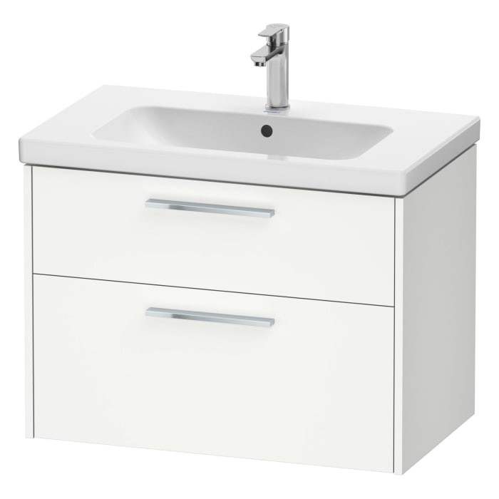 Duravit D-Code Waschtischunterschrank 80 cm mit Keramikwaschtisch, mit 2 Auszügen, Griff chrom