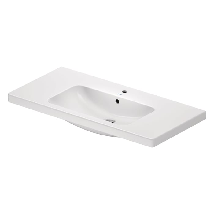 Duravit D-Code Waschtischunterschrank 100 cm mit Keramikwaschtisch, mit 2 Auszügen, Griff schwarz