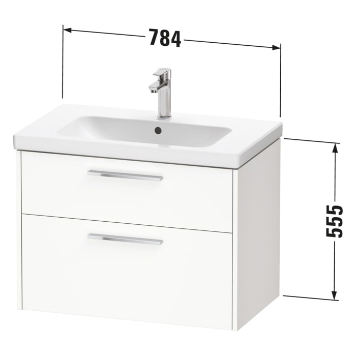 Duravit D-Code Waschtischunterschrank 80 cm mit Keramikwaschtisch, mit 2 Auszügen, Griff chrom