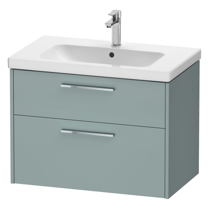Duravit D-Code Waschtischunterschrank 80 cm mit Keramikwaschtisch, mit 2 Auszügen, Griff chrom