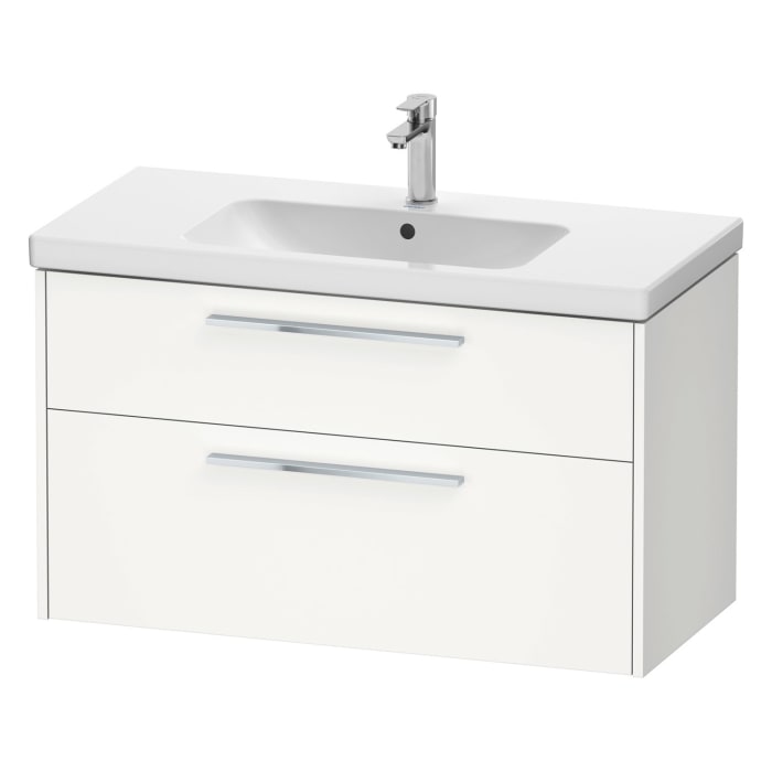 Duravit D-Code Waschtischunterschrank 100 cm mit Keramikwaschtisch, mit 2 Auszügen, Griff chrom
