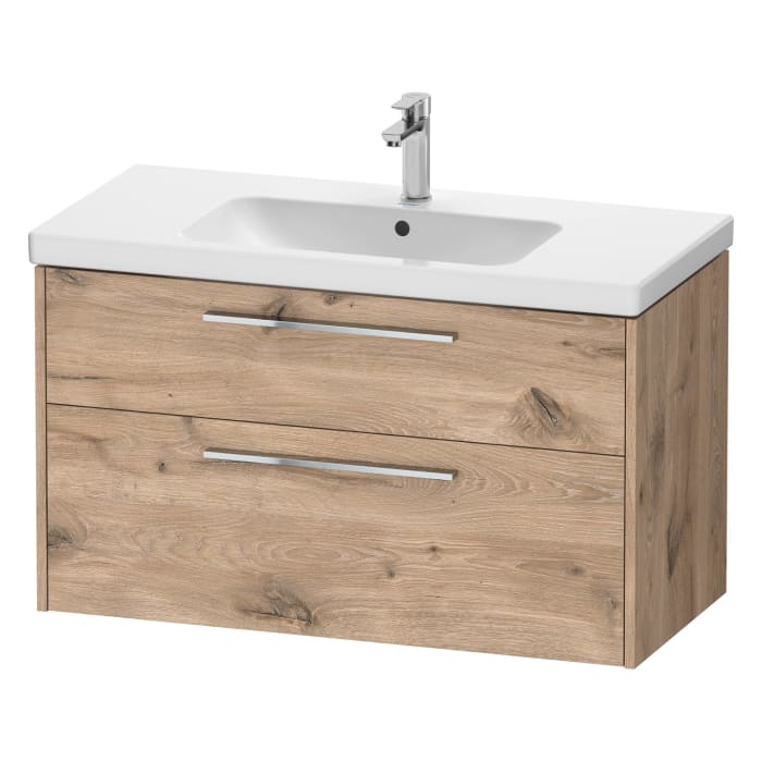Duravit D-Code Waschtischunterschrank 100 cm mit Keramikwaschtisch, mit 2 Auszügen, Griff chrom