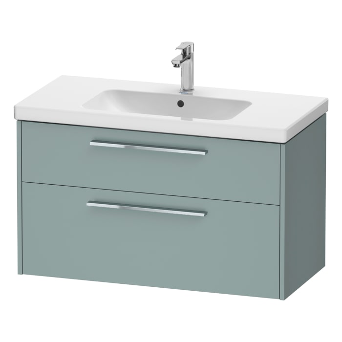 Duravit D-Code Waschtischunterschrank 100 cm mit Keramikwaschtisch, mit 2 Auszügen, Griff chrom