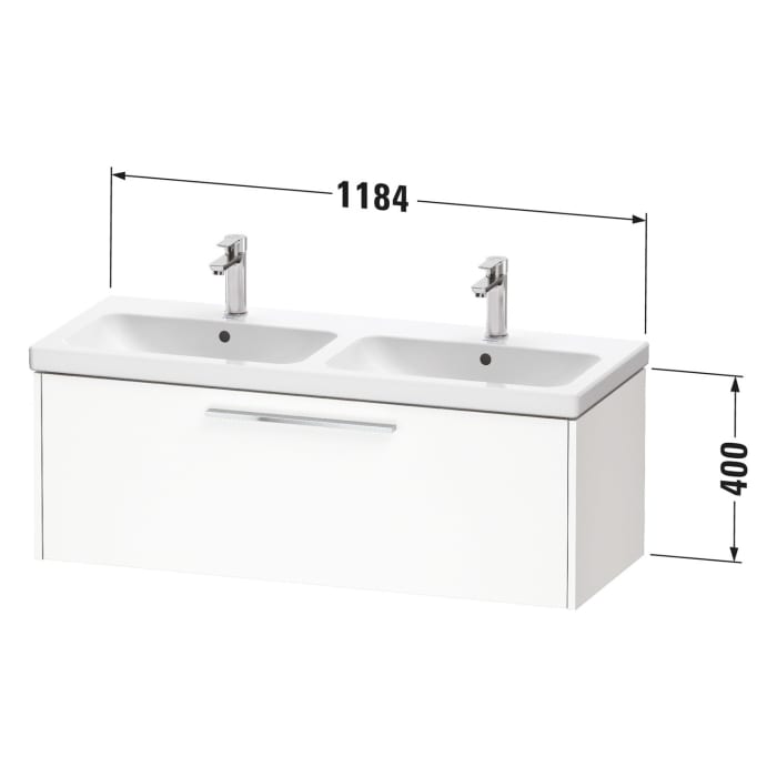 Duravit D-Code Waschtischunterbau 118,4 cm, 1 Auszug, Griff diamantschwarz