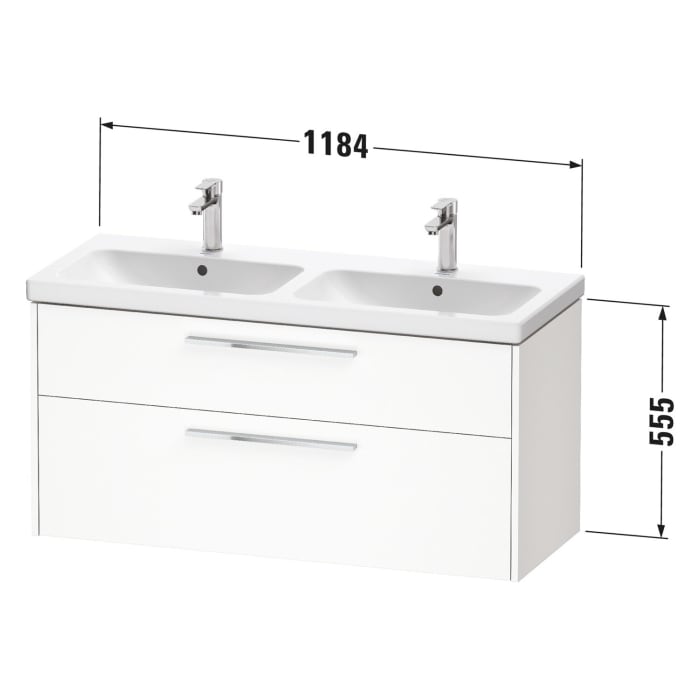 Duravit D-Code Waschtischunterbau 118,4 cm, 2 Auszüge, Griff chrom