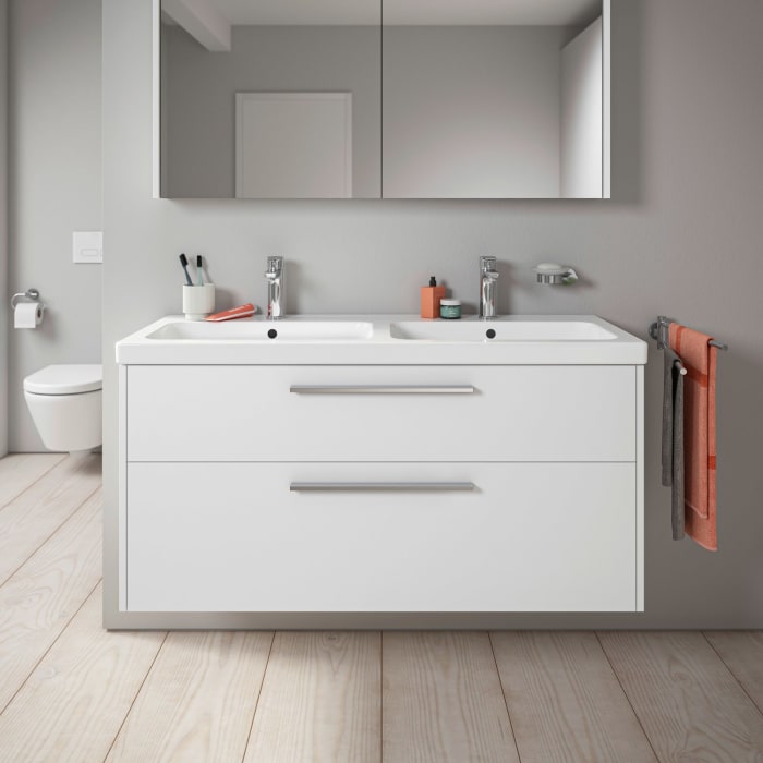 Duravit D-Code Waschtischunterbau 118,4 cm, 2 Auszüge, Griff chrom