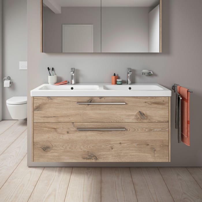 Duravit D-Code Waschtischunterbau 118,4 cm, 2 Auszüge, Griff chrom