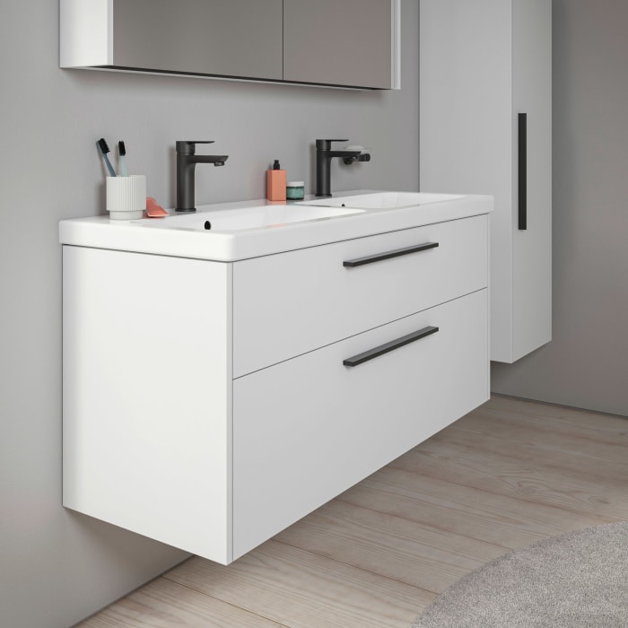 Duravit D-Code Waschtischunterbau 118,4 cm, 2 Auszüge, Griff diamantschwarz