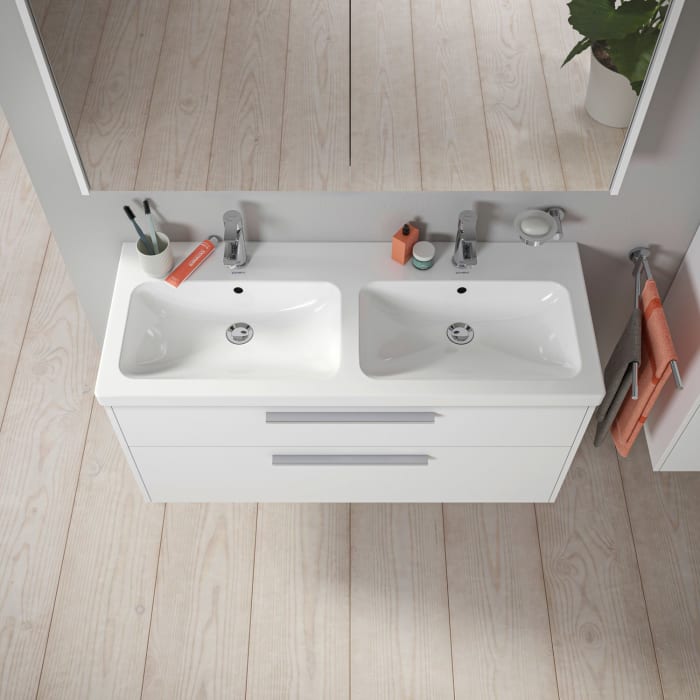 Duravit D-Code Waschtischunterbau 118,4 cm, 2 Auszüge, Griff chrom