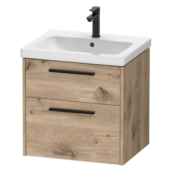 Duravit D-Code Waschtischunterbau 58,4 cm, 2 Auszüge, Griff diamantschwarz