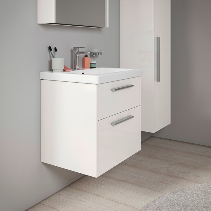 Duravit D-Code Waschtischunterbau 58,4 cm, 2 Auszüge, Griff chrom