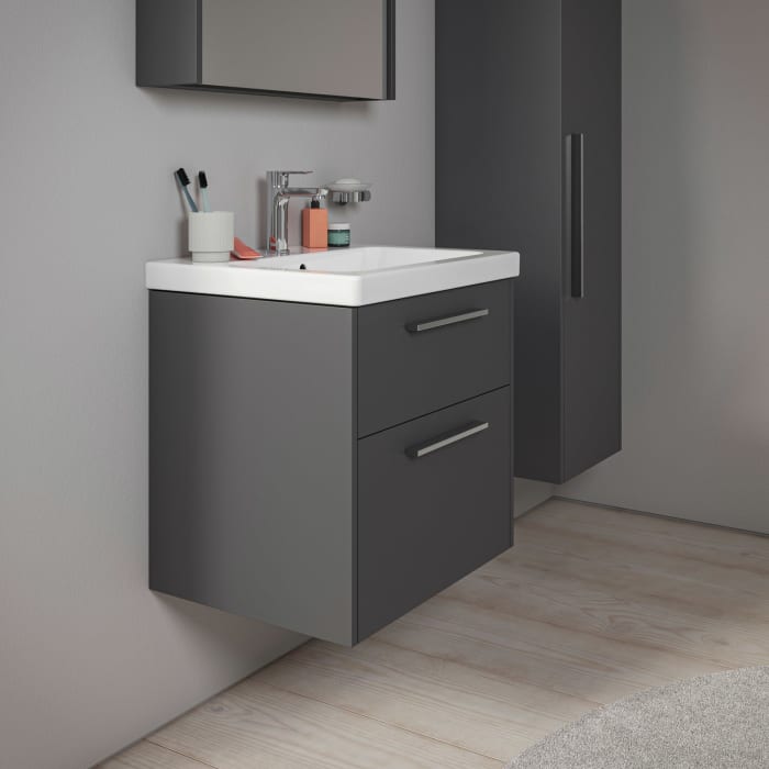 Duravit D-Code Waschtischunterbau 58,4 cm, 2 Auszüge, Griff chrom