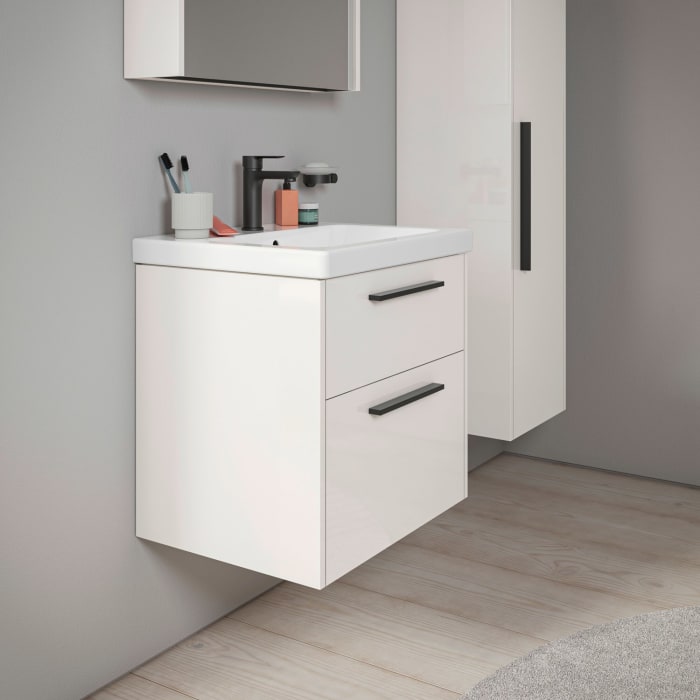 Duravit D-Code Waschtischunterbau 58,4 cm, 2 Auszüge, Griff diamantschwarz