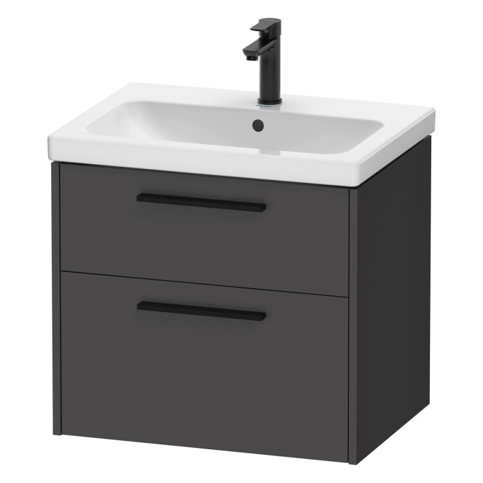 Duravit D-Code Waschtischunterbau 63,4 cm, 2 Auszüge, Griff diamantschwarz