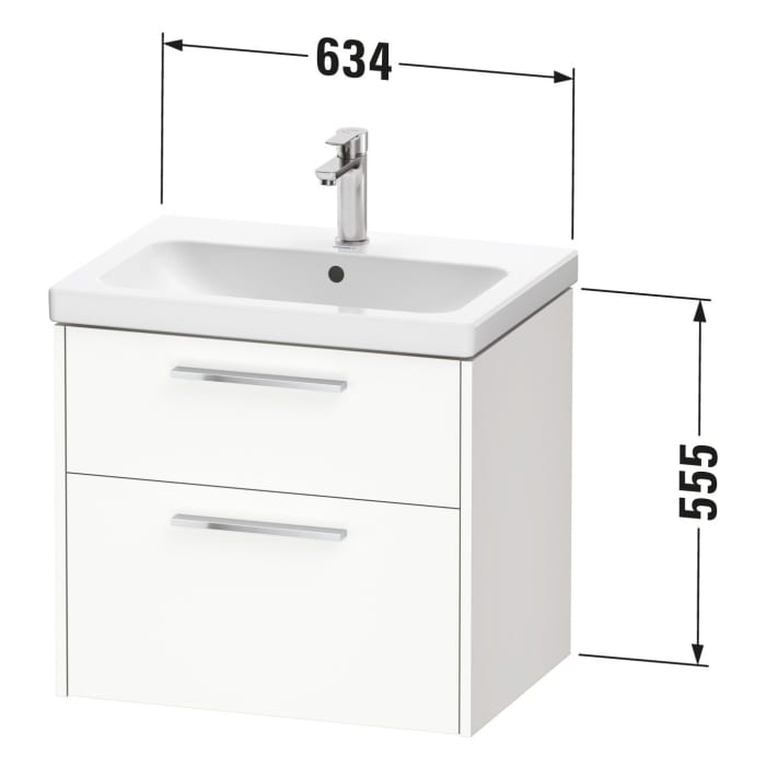 Duravit D-Code Waschtischunterbau 63,4 cm, 2 Auszüge, Griff chrom
