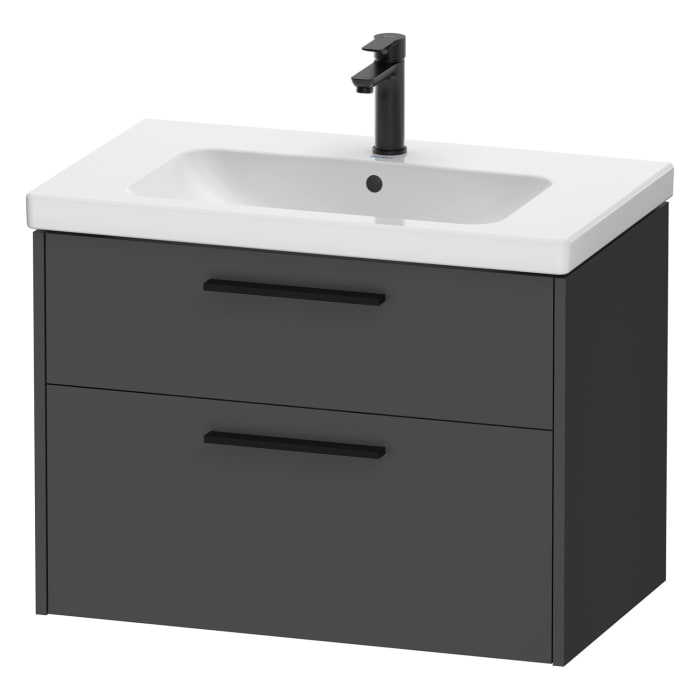 Duravit D-Code Waschtischunterbau 78,4 cm, 2 Auszüge, Griff diamantschwarz