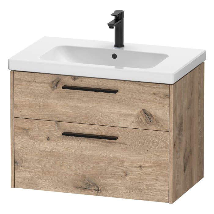 Duravit D-Code Waschtischunterbau 78,4 cm, 2 Auszüge, Griff diamantschwarz