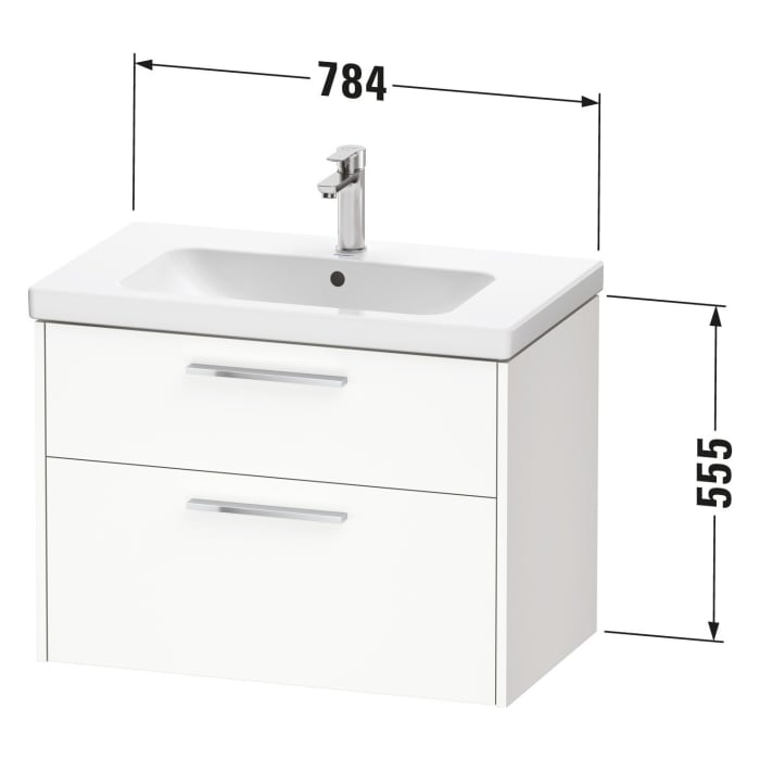 Duravit D-Code Waschtischunterbau 78,4 cm, 2 Auszüge, Griff chrom