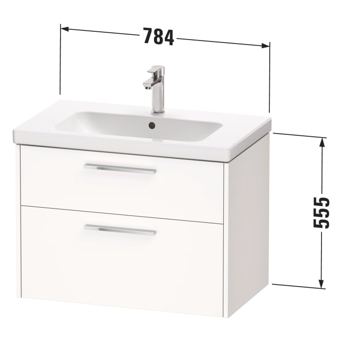 Duravit D-Code Waschtischunterbau 78,4 cm, 2 Auszüge, Griff chrom