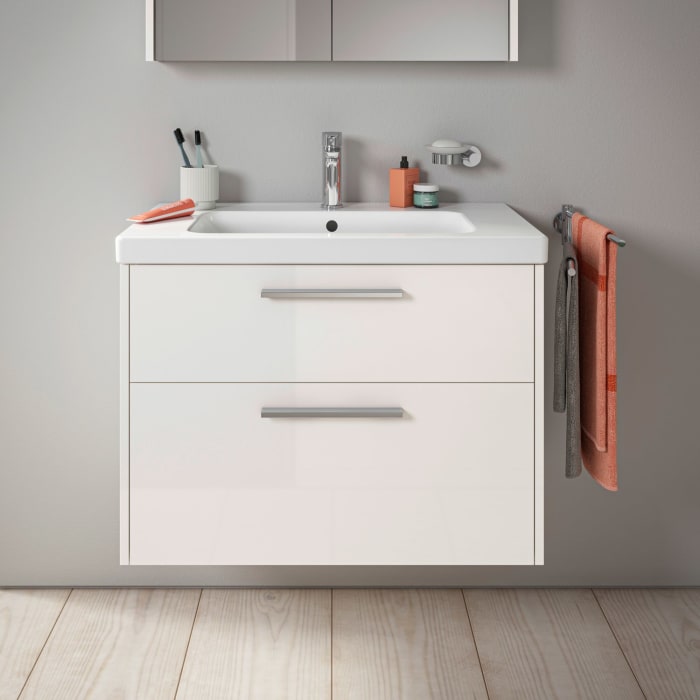 Duravit D-Code Waschtischunterbau 78,4 cm, 2 Auszüge, Griff chrom