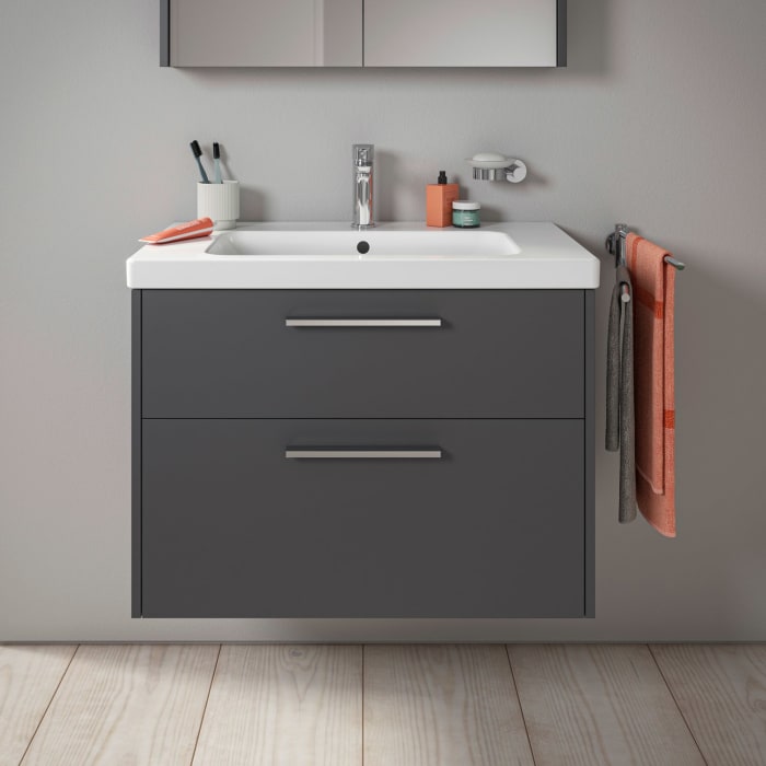 Duravit D-Code Waschtischunterbau 78,4 cm, 2 Auszüge, Griff chrom