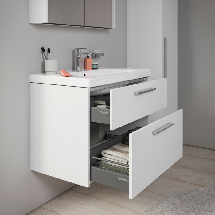 Duravit D-Code Waschtischunterbau 78,4 cm, 2 Auszüge, Griff chrom