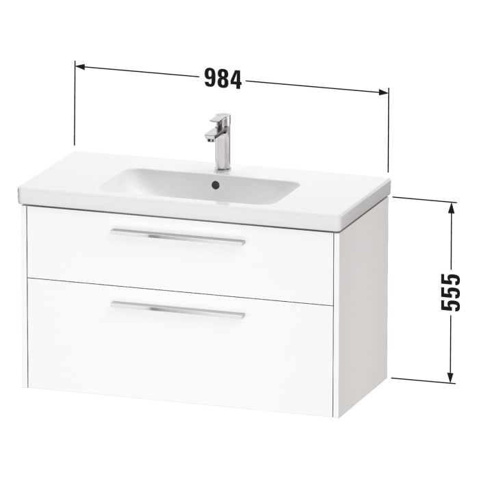 Duravit D-Code Waschtischunterbau 98,4 cm, 2 Auszüge, Griff diamantschwarz
