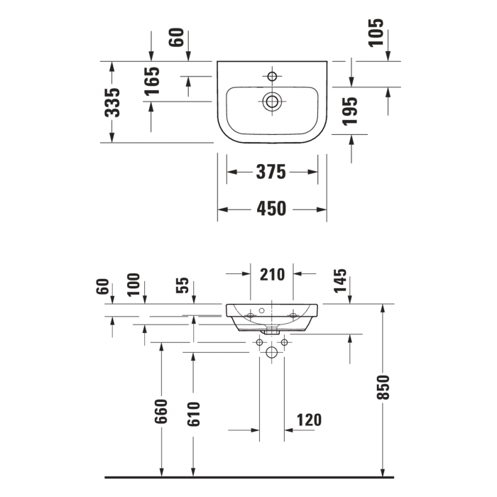 Duravit D-Code Handwaschbecken 45 cm