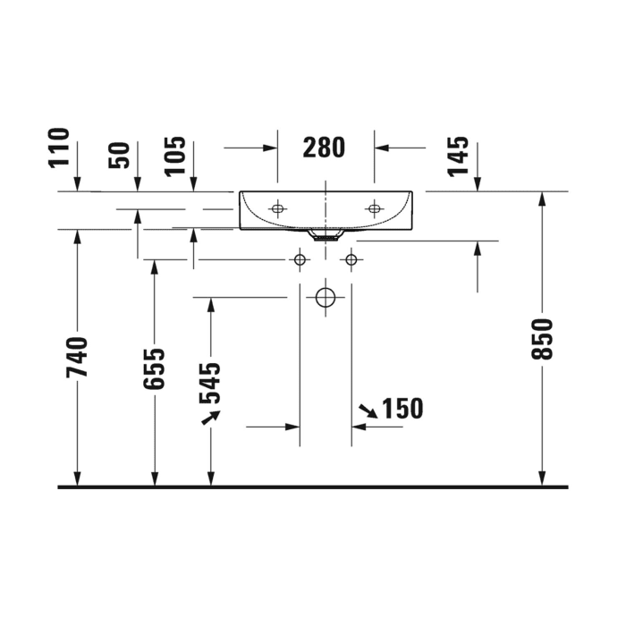 Duravit DuraSquare Waschtisch Compact geschliffen ohne Hahnloch, 50 x 40 cm